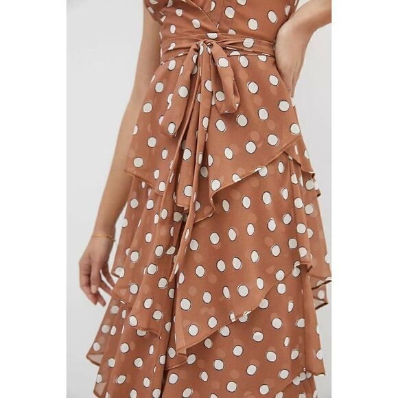 NWT ANTHROPOLOGIE X HUTCH Sz XL POLKA DOT WRAP TIERED MAXI DRESS - Picture 2 of 3